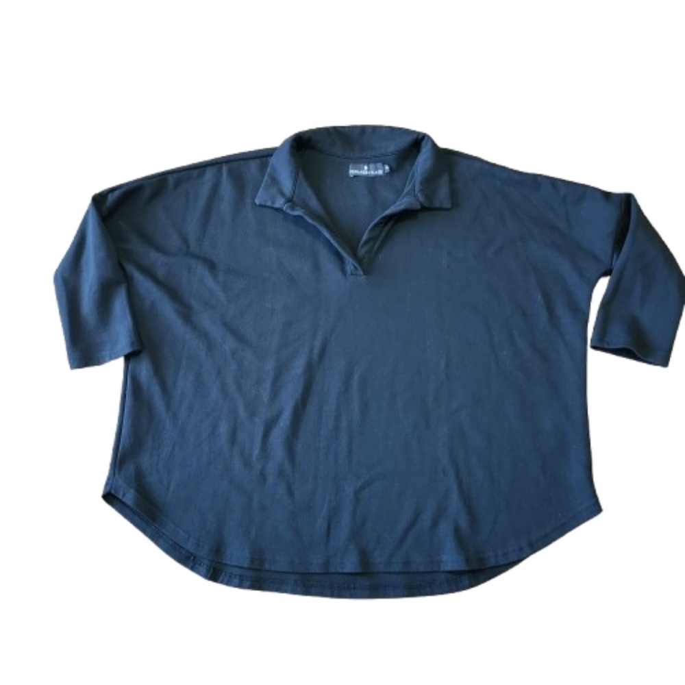 Pomander Place Tuckernuck Easy Polo Swing Black Oversized Collar Women's M/L